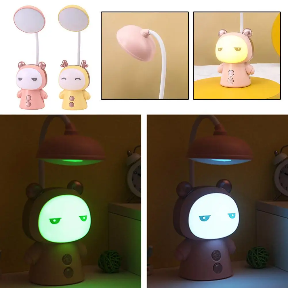 

Cute Cartoon Doll Nigh Light USB Recharge Creative Table Eye Led Child Protection Lamp Study Desk Lamp Practical 2color Lea R5T6