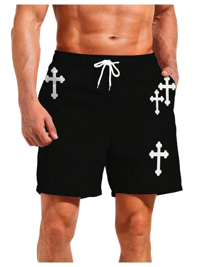 

Мужские шорты с завязками на талии и буквенным рисунком, летние повседневные спортивные шорты для тренировок в тренажерном зале, уличная одежда