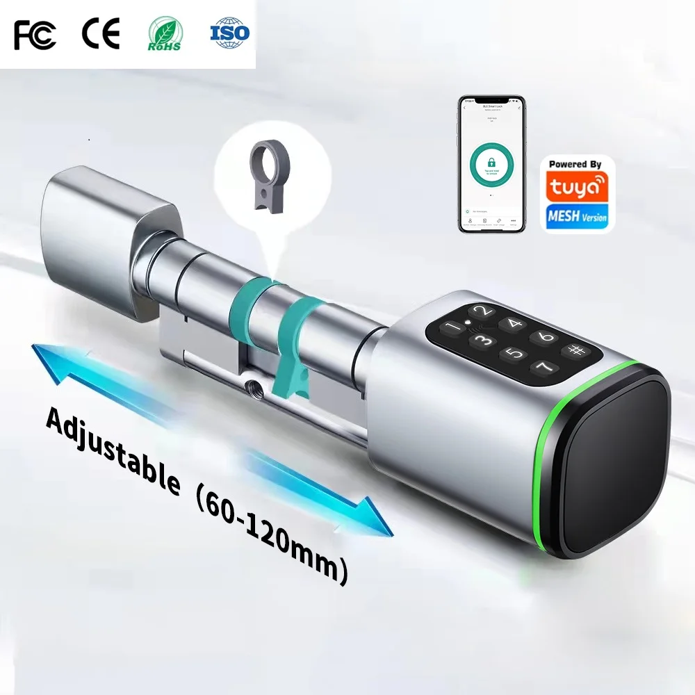 Electronic Password Tuya TTlock App Control Smart Cylinder Lock With Keypad