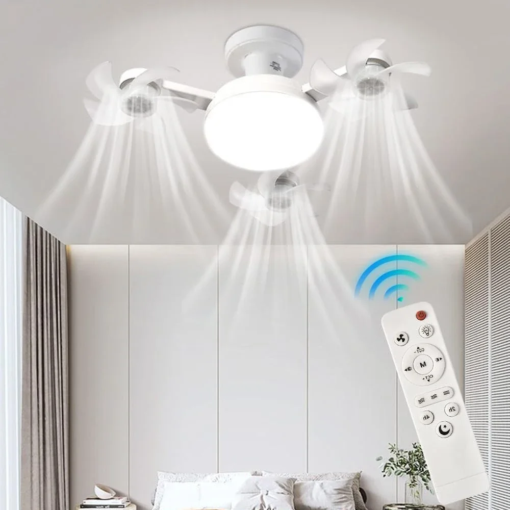 Smart LED Ceiling Fan Light 48W Energy Efficient with Remote Control 3 Speed Options 3/4H Timer for Living Room Bedroom E27