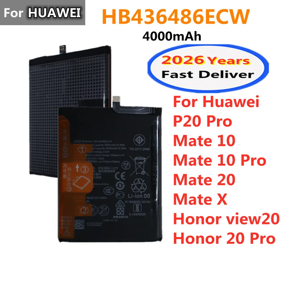 Batería HB436486ECW de 4000mAh para Huawei P20 Pro, Mate 10 Pro, Mate 20, Honor View 20, Honor 20 Pro, Mate X, baterías para teléfonos móviles