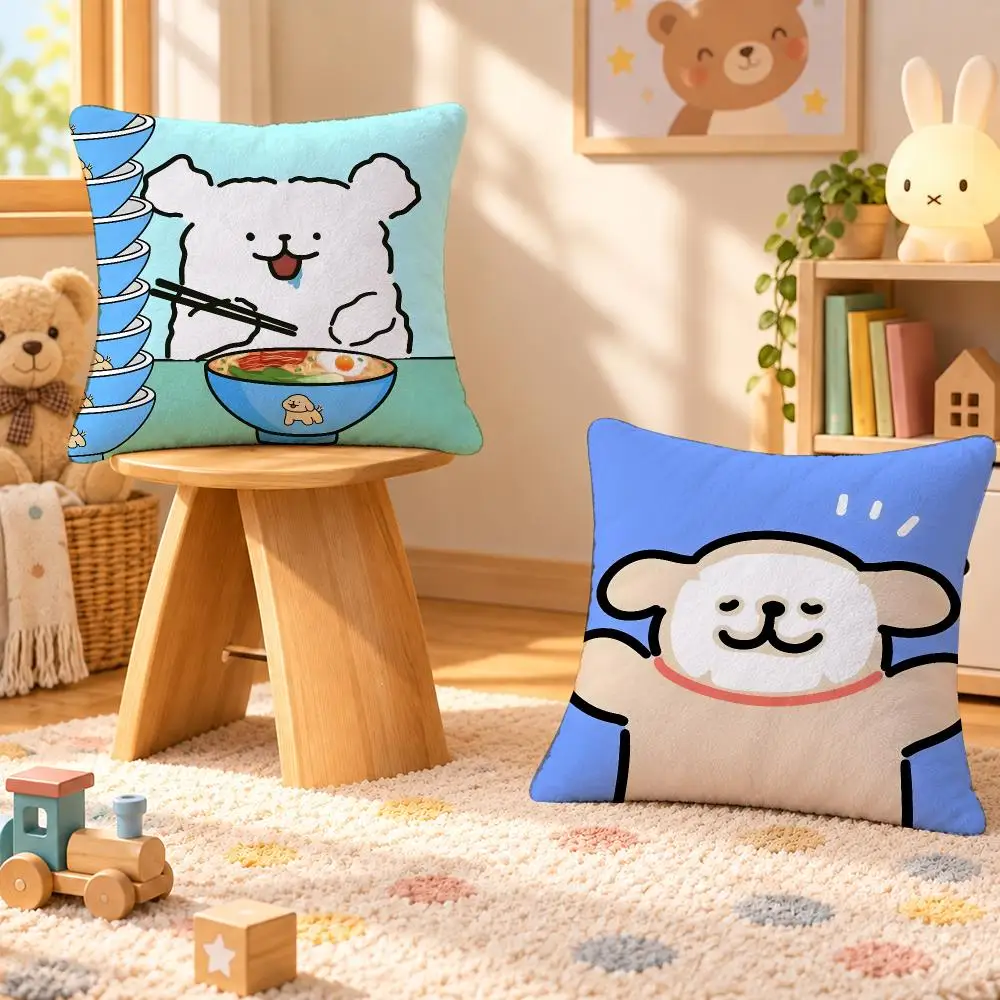 Character Maltese Cute Minimal Cushion Cover Personalized Soft Plush Pillow Living Room Home Sofa Bedroom Office Car Cushion