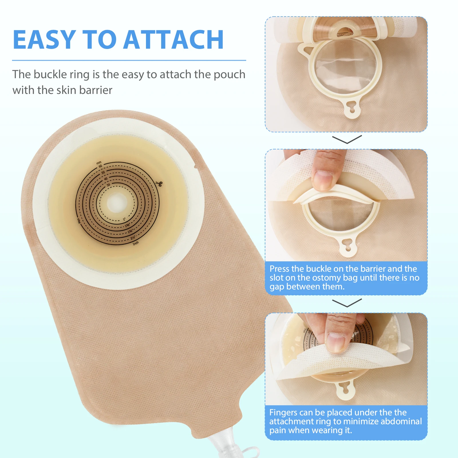 Zweiteiliger Urostomiebeutel, medizinischer, abtropfbarer Beutel, Stoma-Stoma-Beutel, Urostomie-Beutel, geschnitten