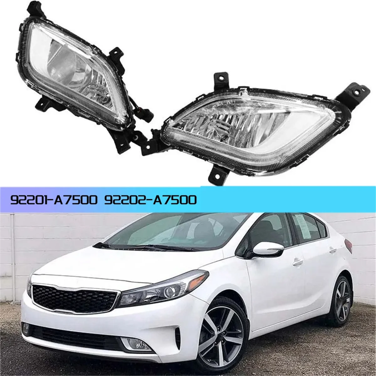 1 Pair Front Bumper Fog Light for KIA Forte 2017 2018 Car Fog Light Running Light Signal Light 92201-A7500 92202-A7500