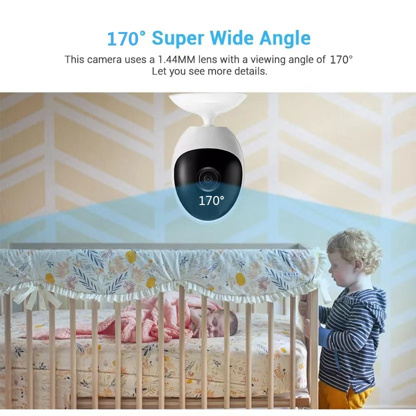 ICSEE 3MP Panoramic Camera Super Wide Angle 1.44mm Fisheye Len Two Way Audio Day and Night Vision WiFi CCTV Camera