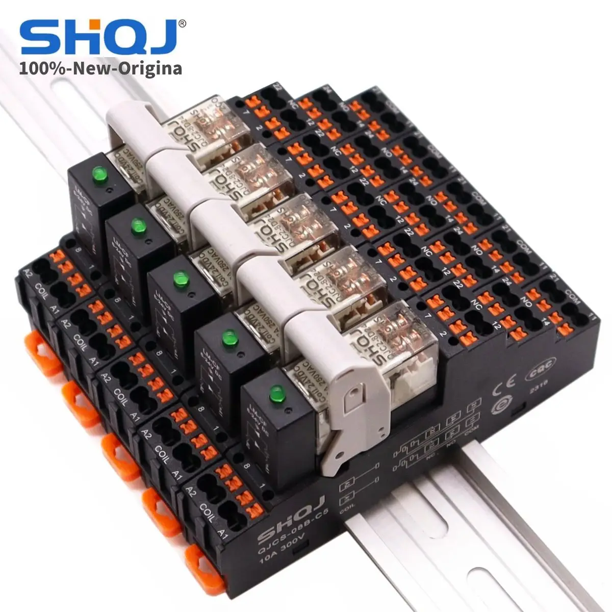 SHQJ PCB RELAY Coil 12V 24V QJC1 16A 1CO QJC2 8A 2CO 8PIN Optional Rail socket and EMC LED