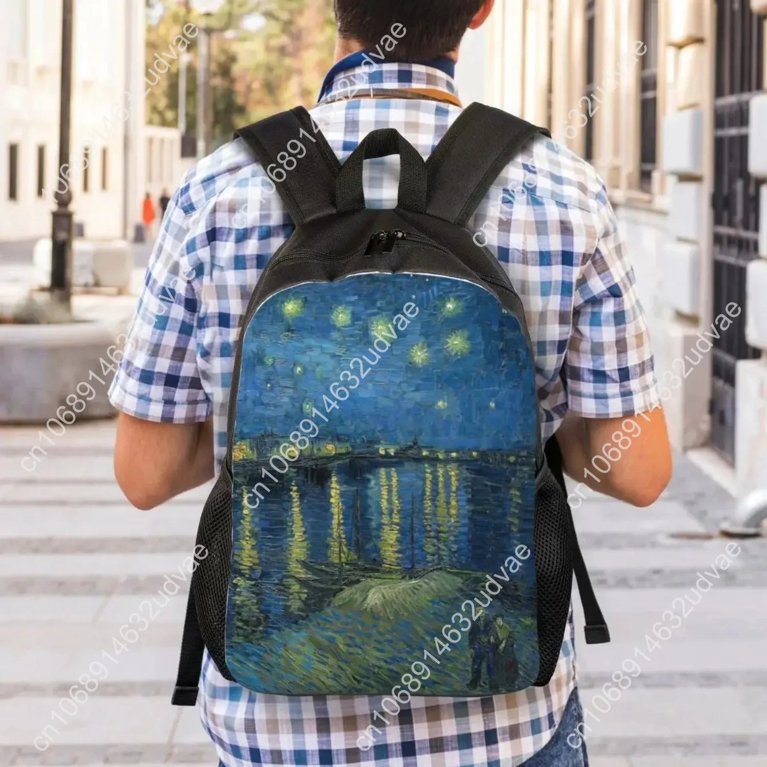 Mochila de viaje de noche estrellada sobre el Ródano, mochila escolar para ordenador portátil para hombres y mujeres, mochila para estudiantes universitarios Vincent Van Gogh