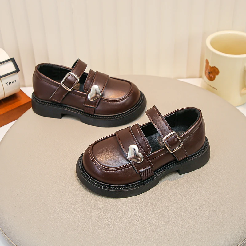 Little Girls Chunky Mary Jane Shoes 2026 New Autumn Kids Dress Shoes Non-slip Simple Classic Princess School Performance Dance