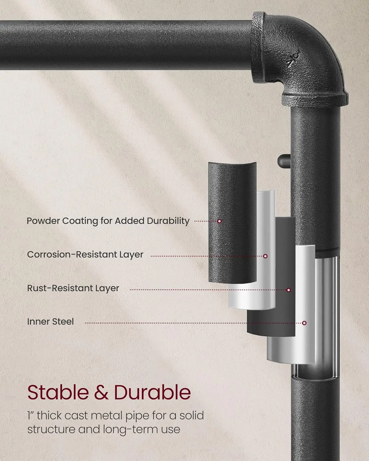 Vasagle Clothes Rack, Heavy Duty Clothing Rack, Industrial Pipe Style Rolling Garment Rack With Shelf, For Bedroom, Laundry