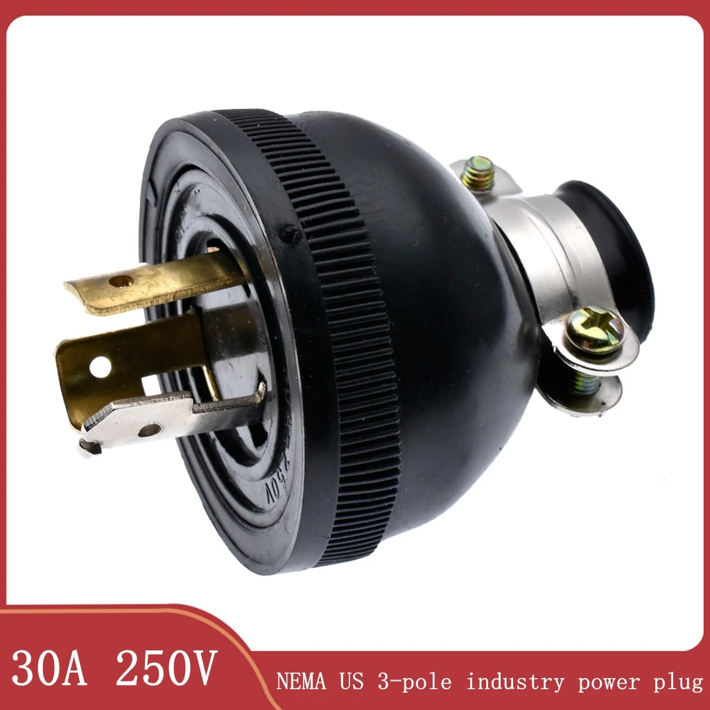 Black 250V 30A American NEMA Anti-off diesel engine generator converter plug USA 3 pole industry power wiring plug