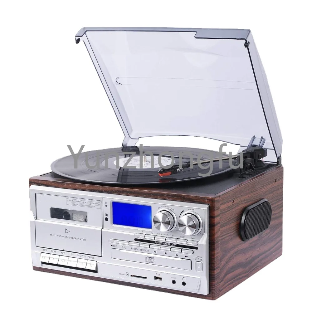 Retro record player vinyl turntable Portable wood USB vinyl record player