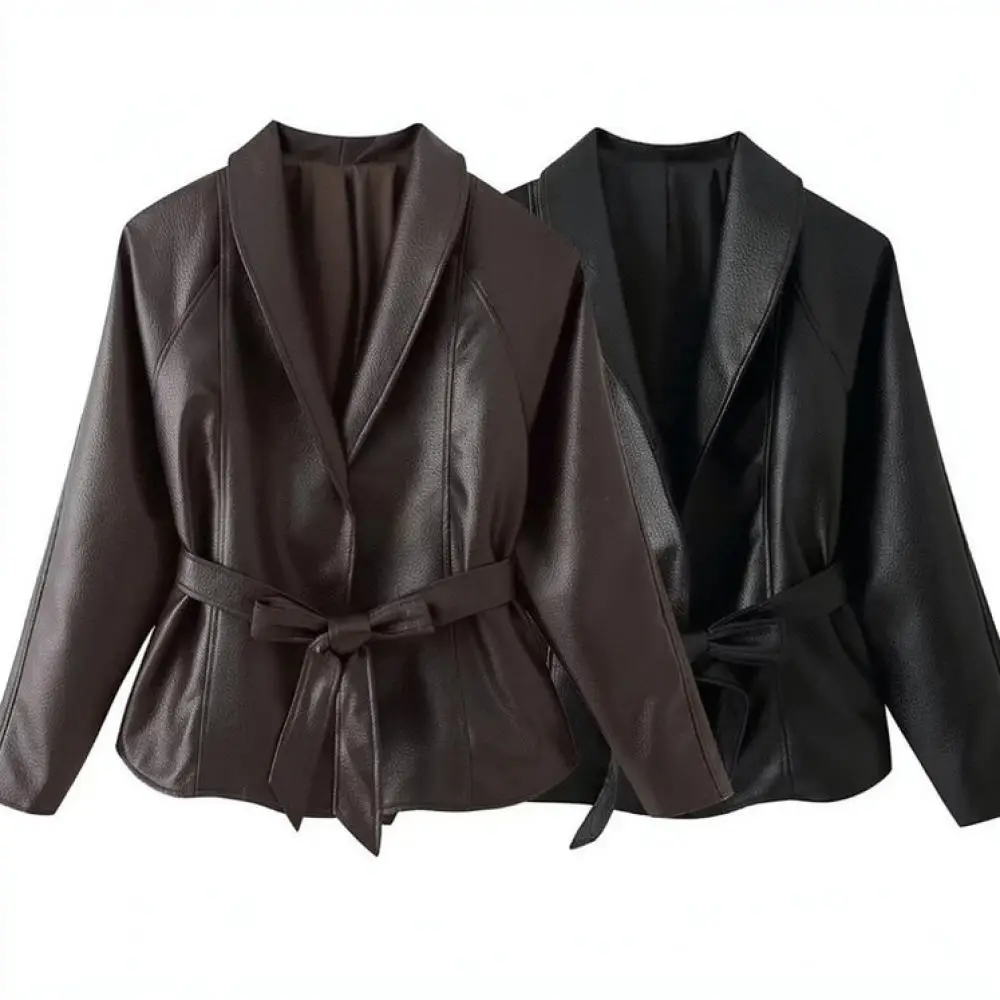 Women Short Jacket French Style Slim Fit Casual Coat Lapel Zipper Solid Color Elegant Spring Trendy Office Lady Outerwear