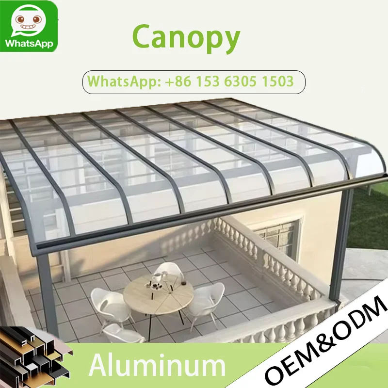 

OneAlu Открытый навес от солнца из алюминия и поликарбоната — для защиты от патио, балкона, окон и дождя