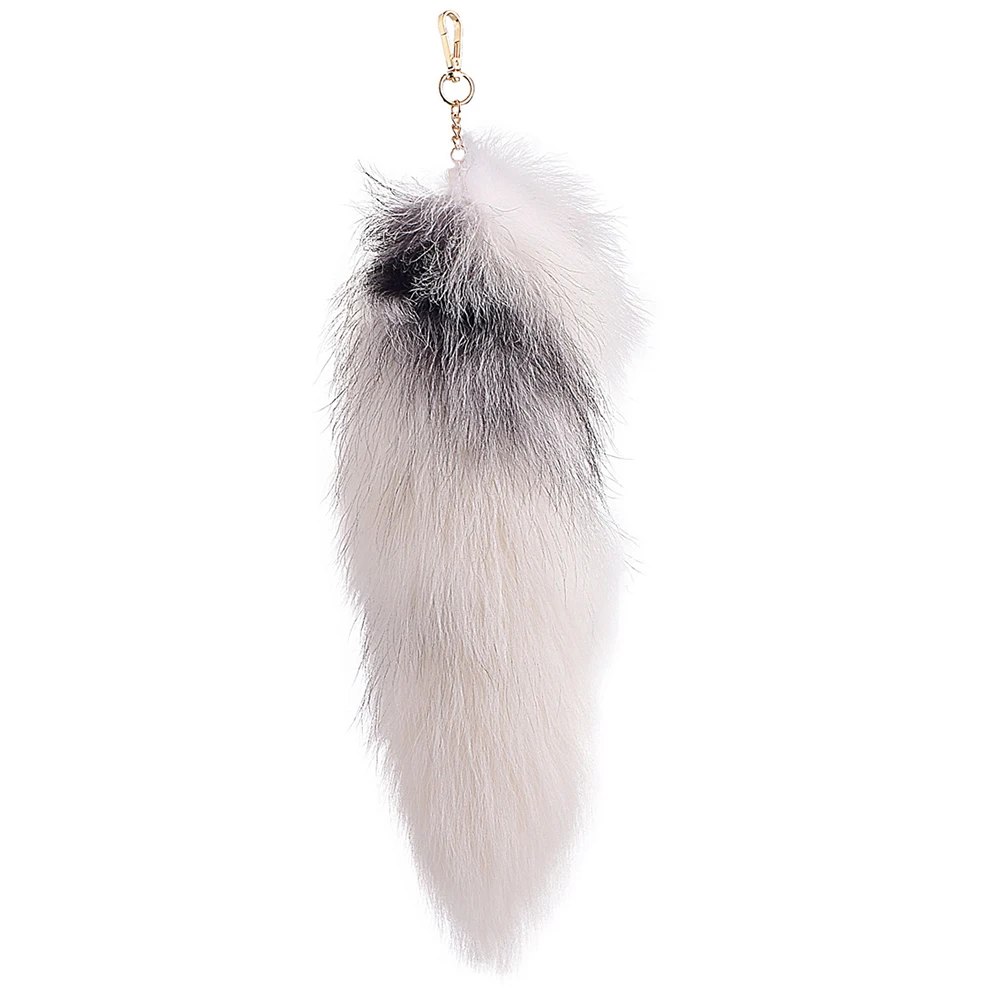 Cute Wolf Fox Tail Fur Car Keychains For Women Men Pompom Pendant Key Ring Holder Fluffy Keychain Accessories