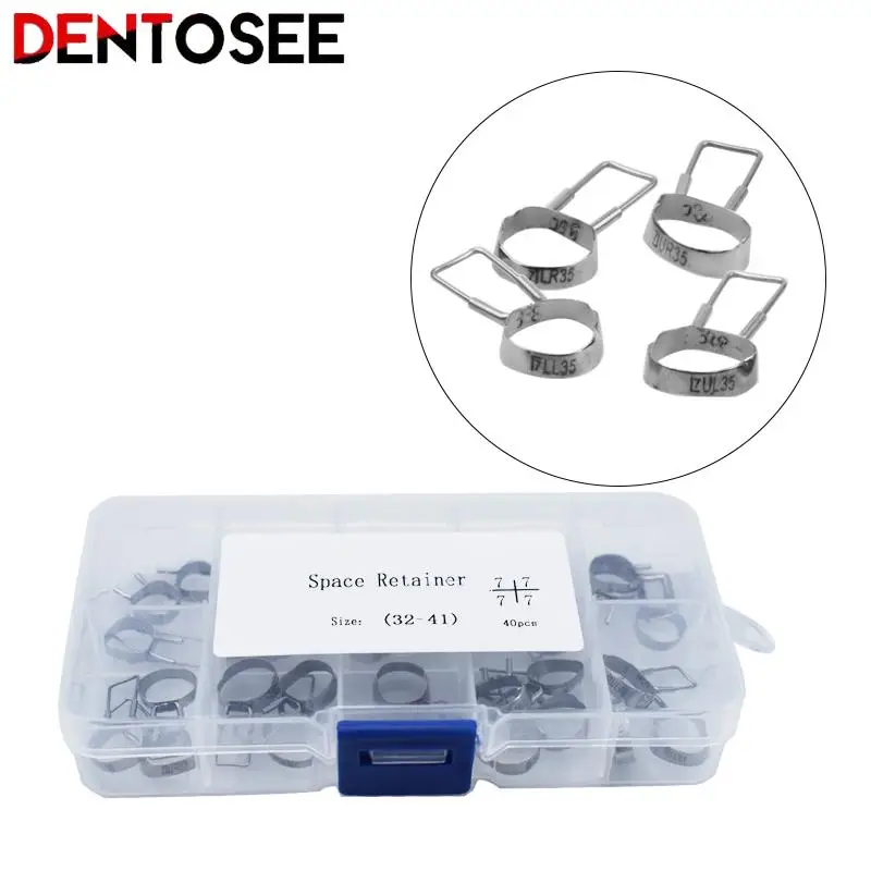 40Pcs Orthodontic Molar Space Maintainer Gap Retainer Braces Bands for Children 2Nd 32# To 41# Size