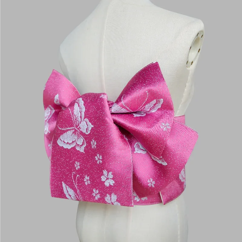 حزام خصر بعقدة على شكل فيونكة وحزام على شكل فراشة وردية وإكسسوارات كيمونو يوكاتا