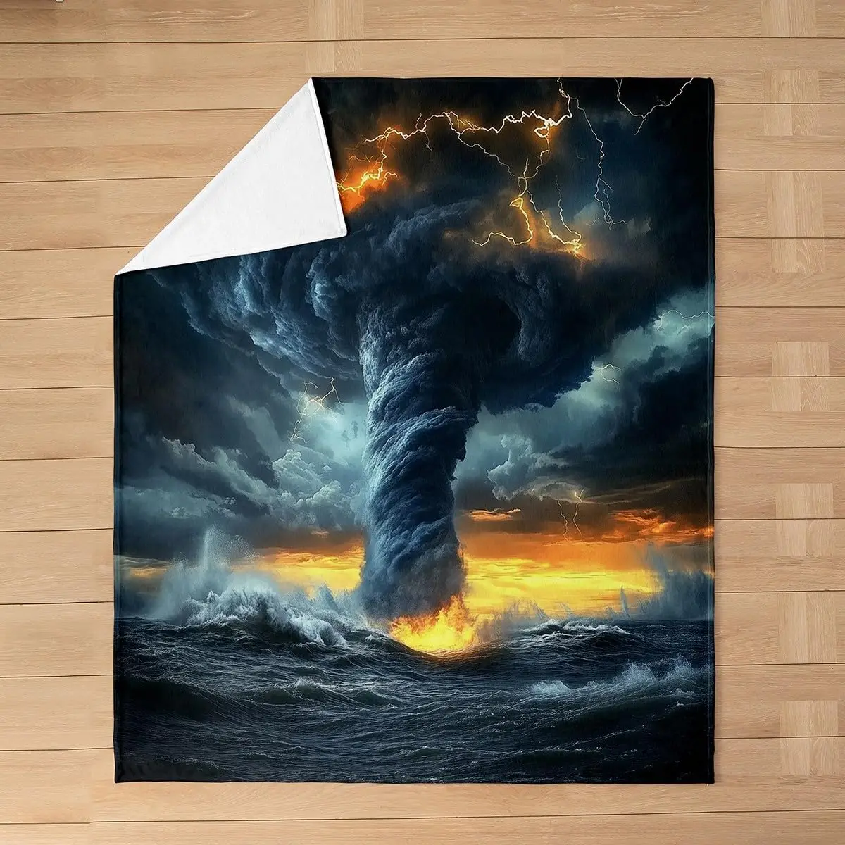 Tornado Throw Blanket for Bedroom Living Room Sofa Couch,Natural Disaster Fleece Blanket,Lightning Hurricane Flannel Bed Blanket