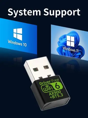 WiFi 6 AX900 Bluetooth 5.3 WiFi USB Adapter Wireless Network Card 2.4G&5GHz Wi-Fi Antenna USB For PC/Laptop Win10/11 Driver Free