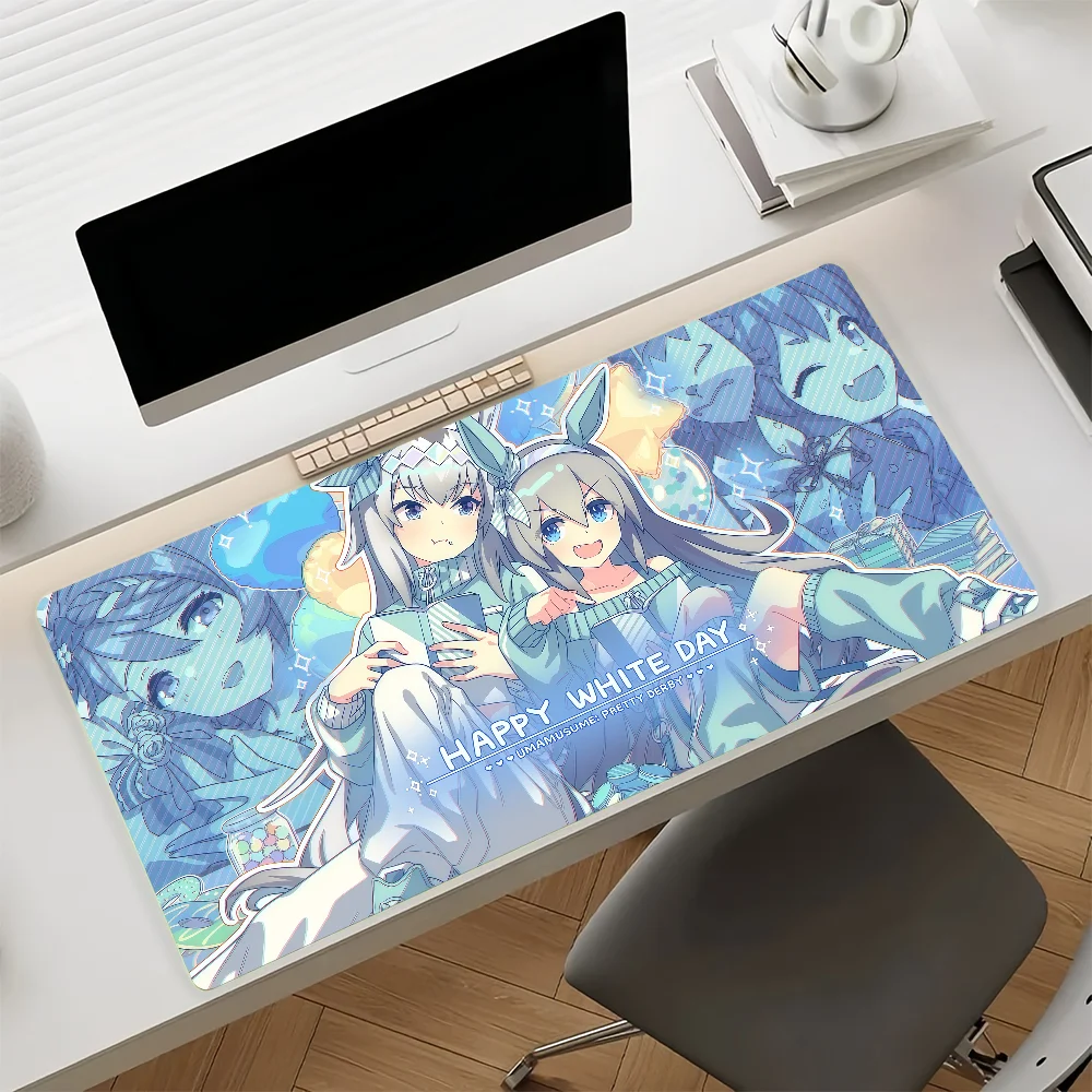 Game U-Umamusume Oguri Cap Mouse Pad Anti Slip Rubber Edge Locked Thickened Laptop Gaming Desk Mat