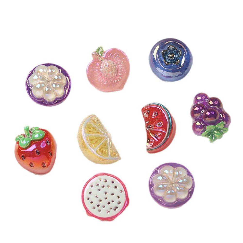 5PCS Electroplated Fruits Series Miniature Flat Back Resin Cabochons For Hairpin Scrapbooking DIY Home Decor Craft Accessories