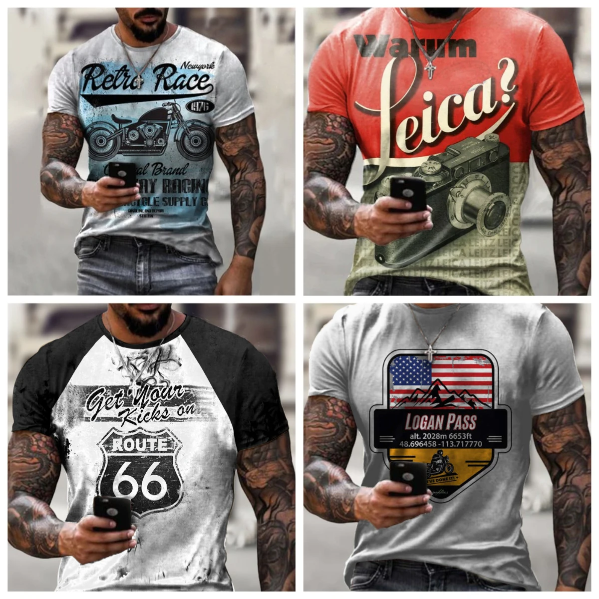 

2025 Summer Men's Retro Road 66 Racing Motorcycles Dominate Men's Quick Dry T-Shirts Comfortable Fashion Trend Loose Casua Y2K