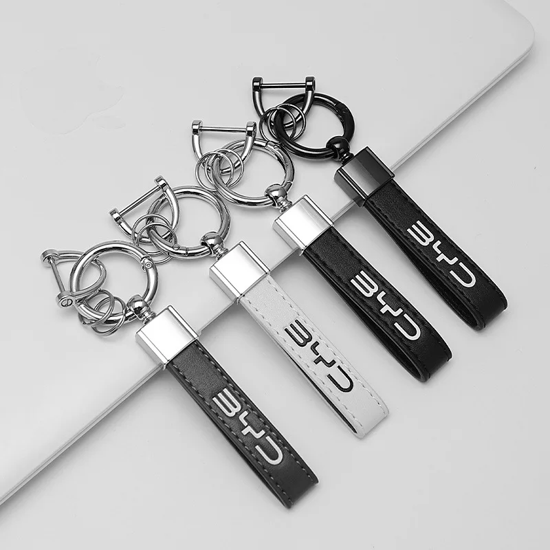 جديد الرجال النساء الفاخرة جلد الغزال المفاتيح شعار BYD Keyrings ل BYD تانغ هان DM Atto 3 ختم دولفين سيارة المفاتيح اكسسوارات #1
