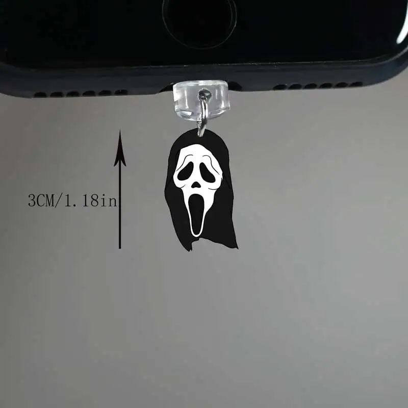 Colgante acrílico con cara de fantasma para teléfono, tapón antipolvo para iPhone, xiaomi, Samsung, accesorios para teléfono con cara de fantasma