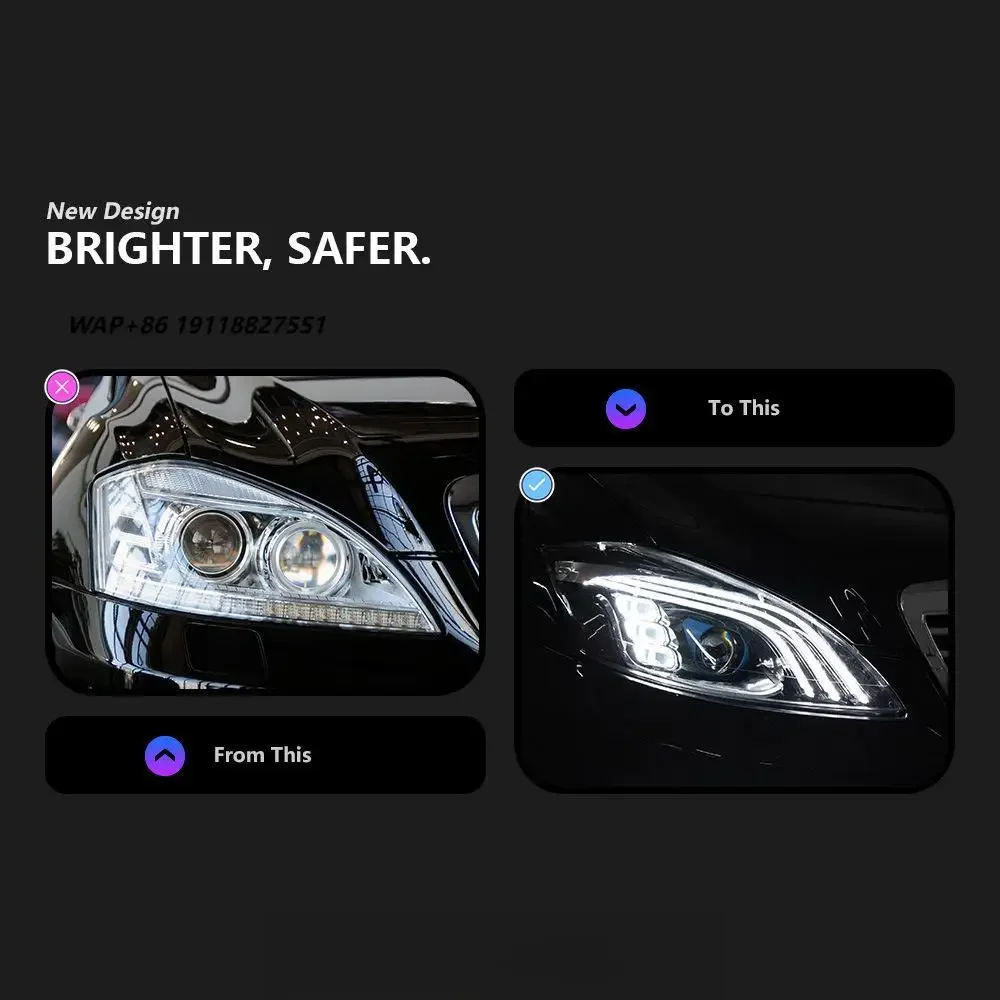 06-12 Model Fz S-Class W221 Modified with Triple Eyelid Headlight Assembly and LED Lenses
