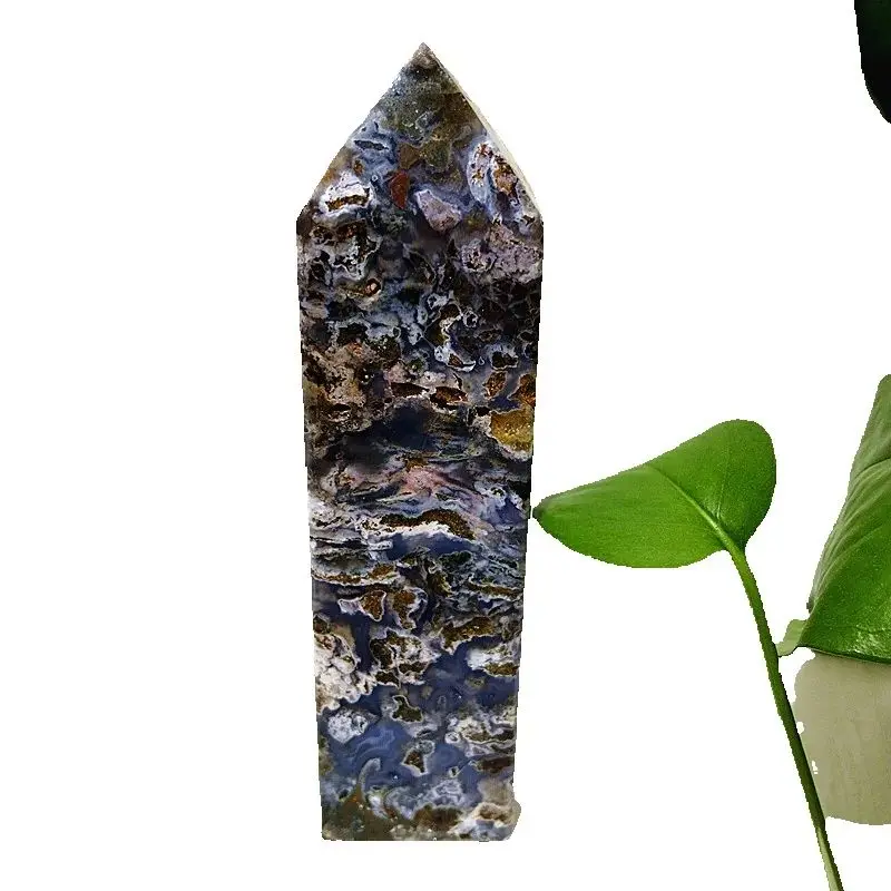 Natural Crystals Ocean Jasper Stones Wand Tower Meditation Energy Spiritual Healing Feng Shui Crystals Room Decortion