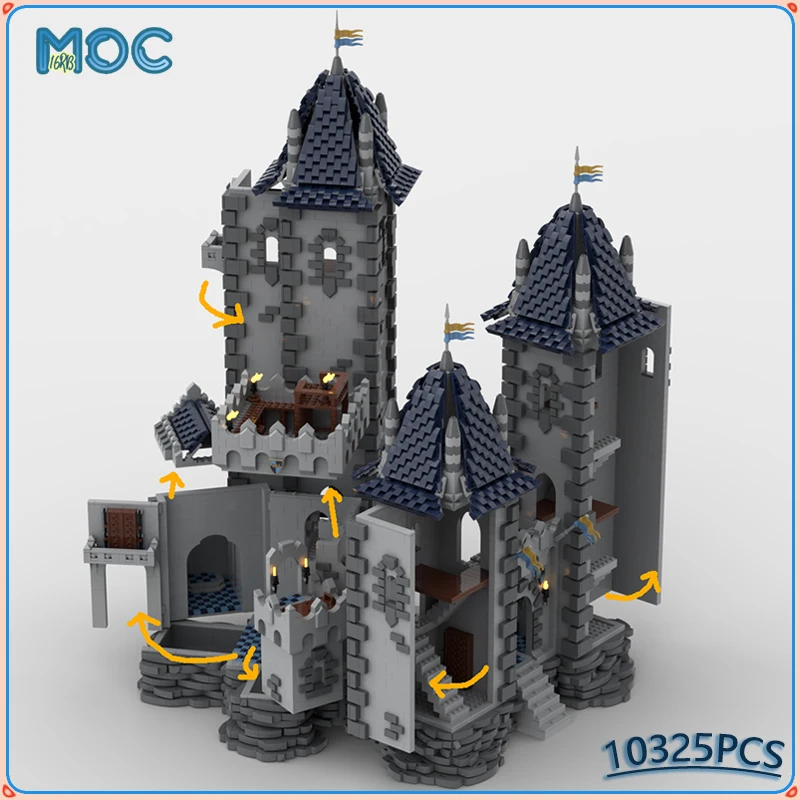 Château de Trois Tours des Trois Tours MOC décennie s de Construction Architecture Bricolage Assembler Briques Collection Affichage Jouet Cadeaux 10325Pcs