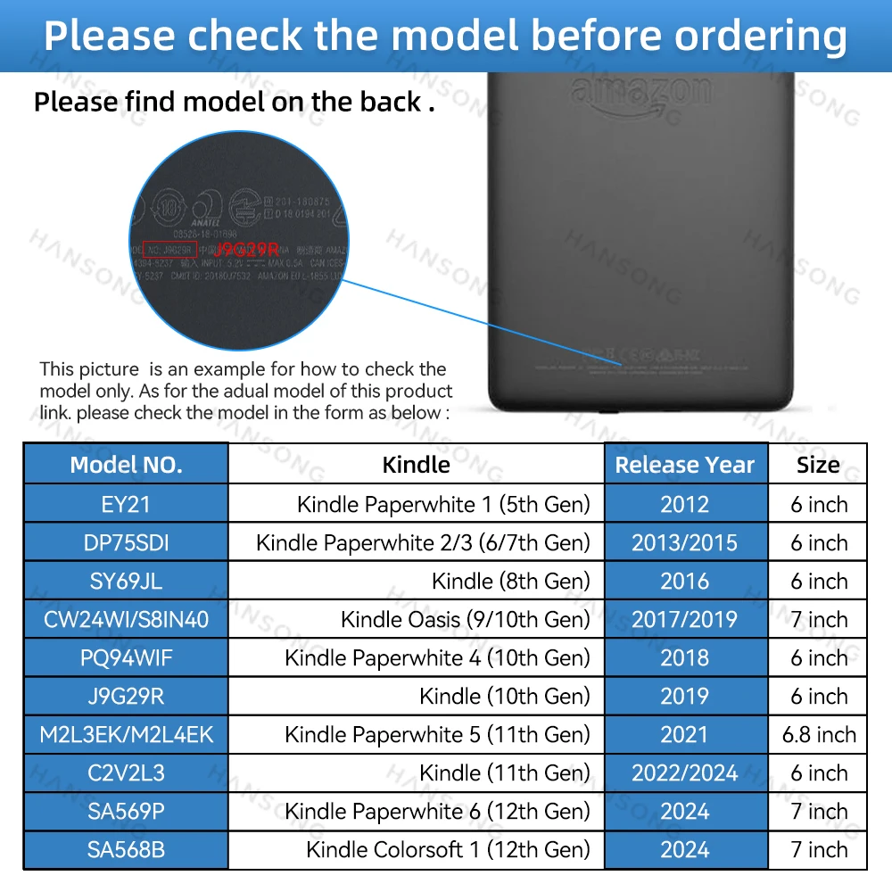 Case for Kindle 2024 2022 2021 Paperwhite Colorsoft 1 2 3 5 6 10th 11th 12th Generation 6 6.8 7 Inch Magnetic Pouch Cover Shell