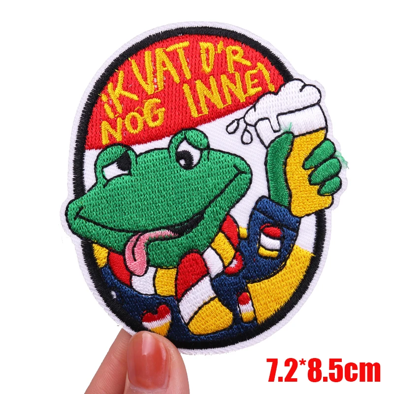 Nederland Oeteldonk embleem geborduurde patches kikker patch Nederland carnaval patches voor kleding uniform DIY opstrijkbare patches