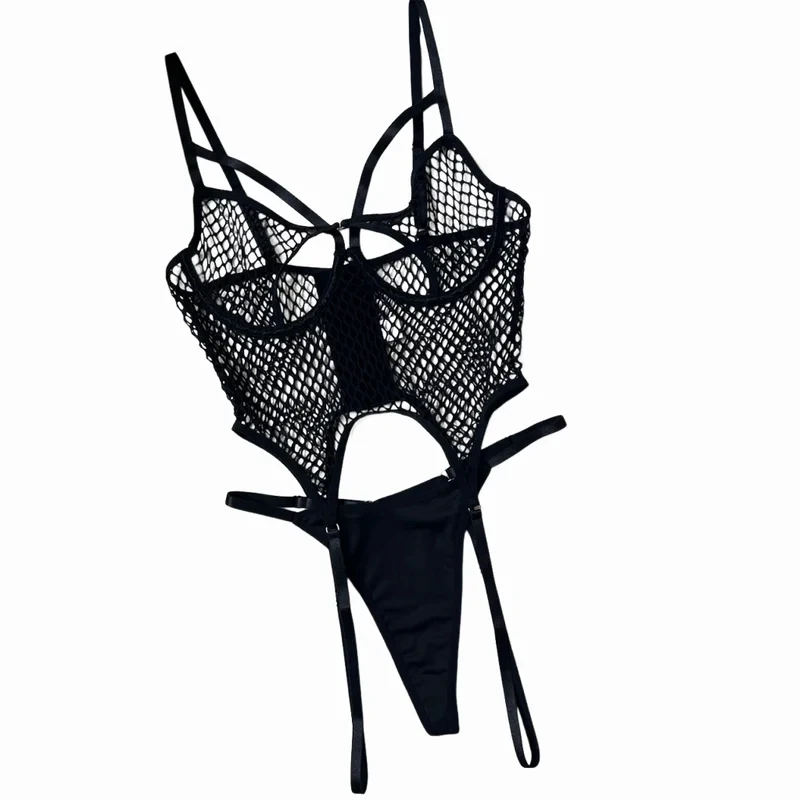 Fishnet Erotic Lingerie Ultra Sexy Crotchless Daring Erotic Costume Mesh Transparent Bra Onlyfans Outfits Uncensored