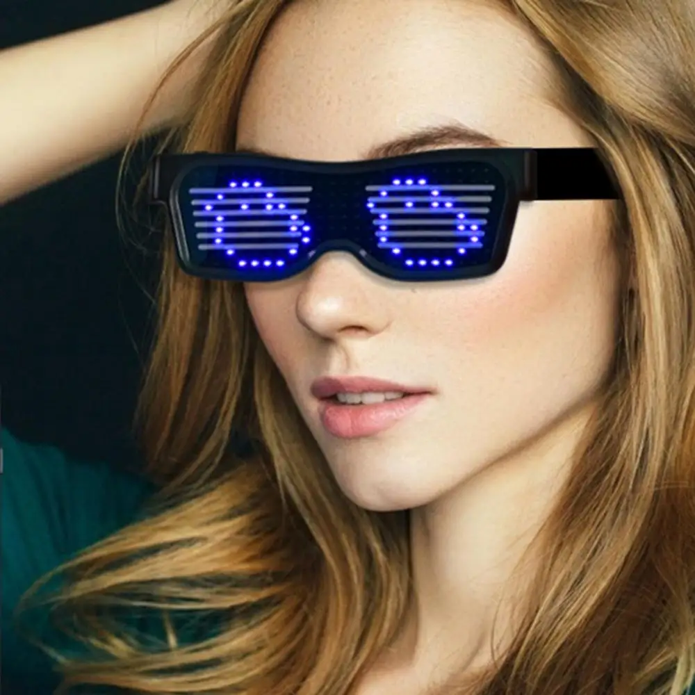 DJ LED Glasses Glasses Party Magic Flash Led Halloween Bluetooth Control Application Editable Text DIY USB Sun Concert Light Toy