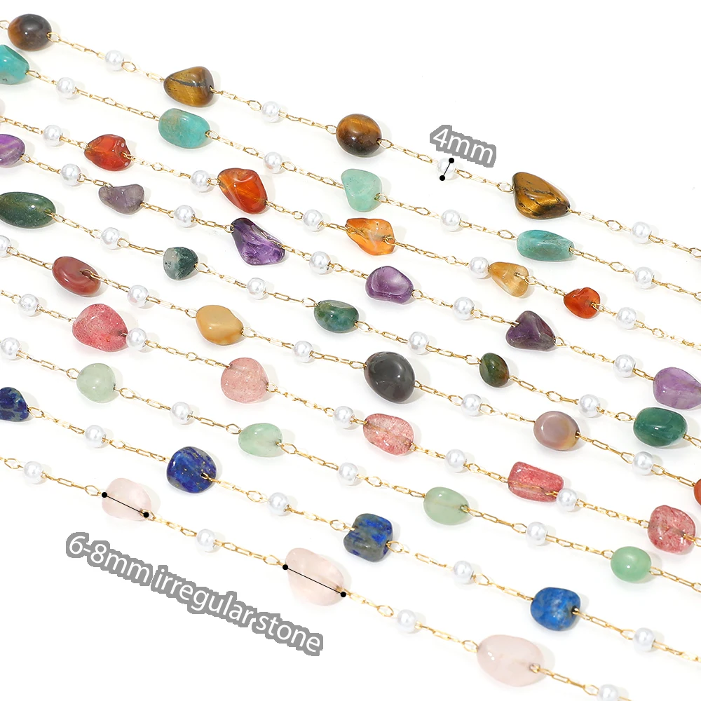 1 Meter Perlen Naturstein Edelstahlketten für DIY Handgemachte Halsketten Schmuckzubehör Armband Ohrringe Herstellung – Detail 3