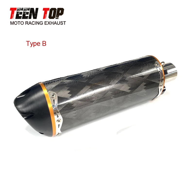 51mm Universal Motorcycle Exhaust Muffler 430mm Modified Escape Moto Silencer Z900 Ninja 400 ER6N ZX25R Ninja650 Carbon Fiber