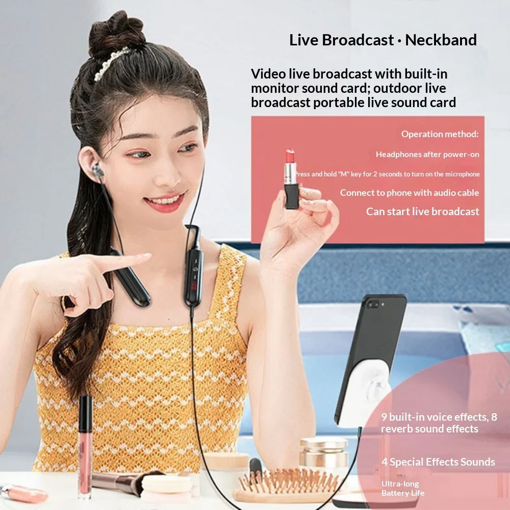 Bluetooth Neck Hanging Headphones Imperceptible Wearing Non-In-Ear Noise Cancellation HD Stereo Sound Ultra-Long Battery for Sle view 4
