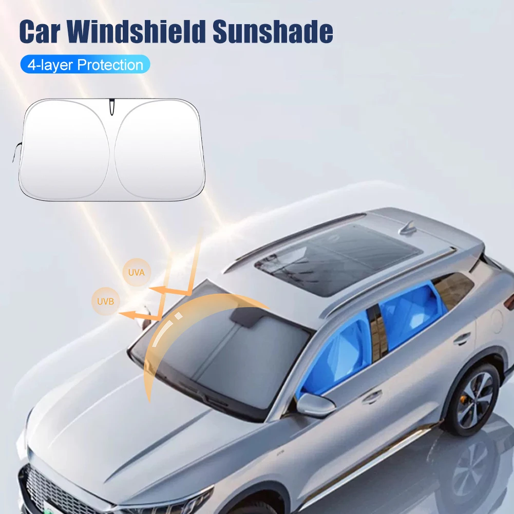 Car Windshield Sun Shade 4 Layers Nano Coating Window Shade Foldable Front Windscreen Sunshade UV Protection For Car SUV Truck