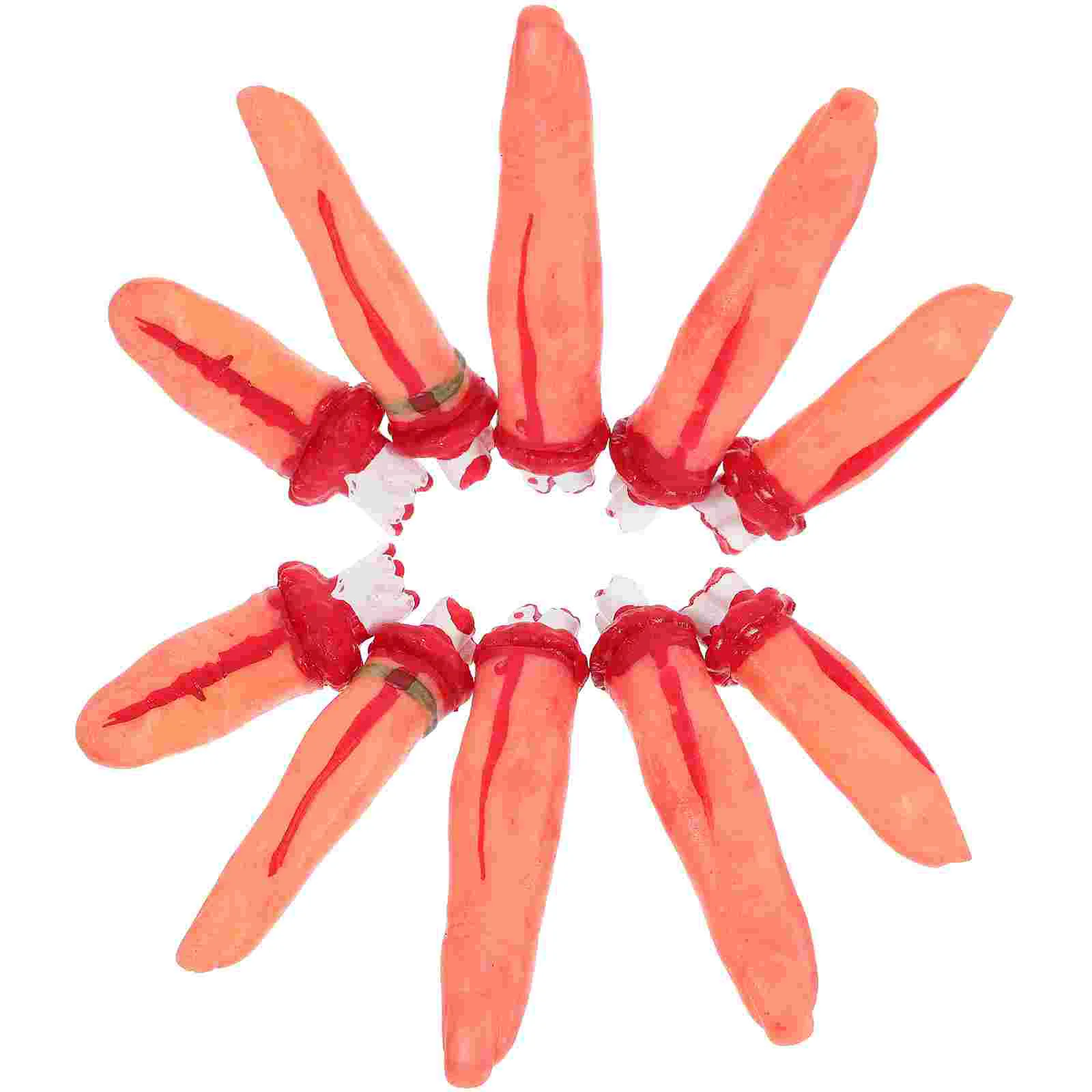 10 Pcs Halloween Simulation Severed Finger Decorate Haunted House Prop Body Prank Blood Hands Toy Props Tricky