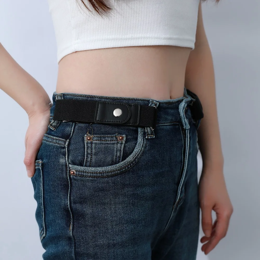 NEW 2pcs No Buckle Elastic Belt For Women Men Unisex Stretch Belt For Pants Jeans Casual Buckle Free Adjustable Invisible Belt