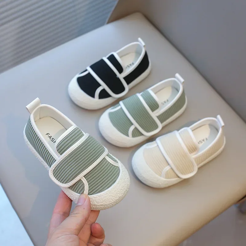 

Stripe Cloth Vamp Baby Shoes for Everyday Slip On Shallow Children Shoes Girls Boys Sneakers Ins Skin-friendly Kids Shoes