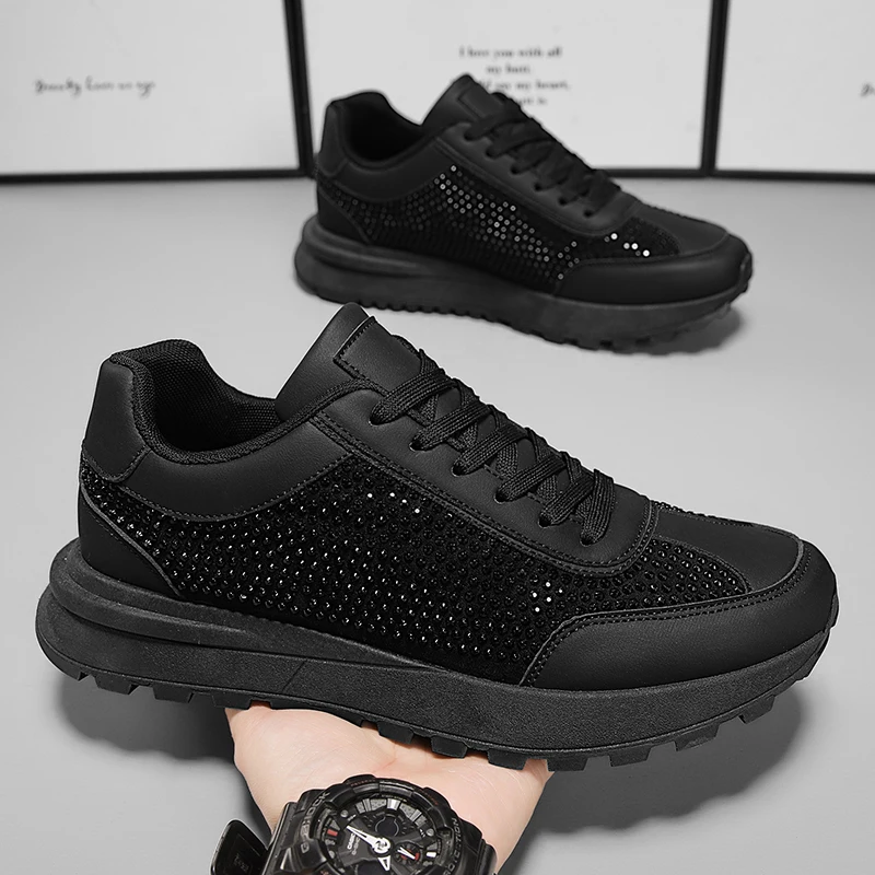 

Men's Summer Thin Mesh Casual Sports Shoes Anti-slip Thick Bottom Heightening Black Agan Shoe Lightweight Breathable Comfortable