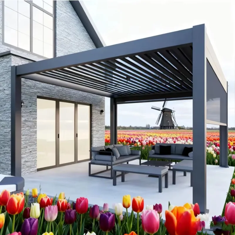 

Алюминиевая уличная водонепроницаемая моторизованная переносная беседка с защитой от УФ-излучения и повышенной устойчивостью к непогоде