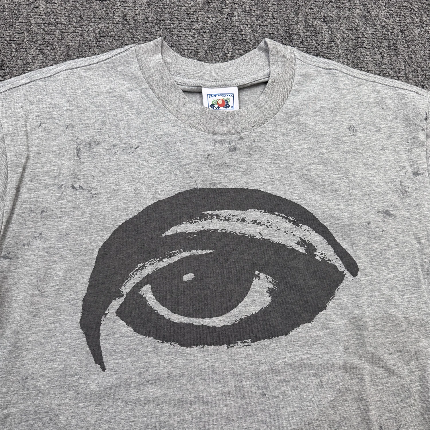 Yao Fashion Mx6 SS26 Kanye West Vintage Gray Eye Print Casual Loose Tops Tee Graphics Round Neck