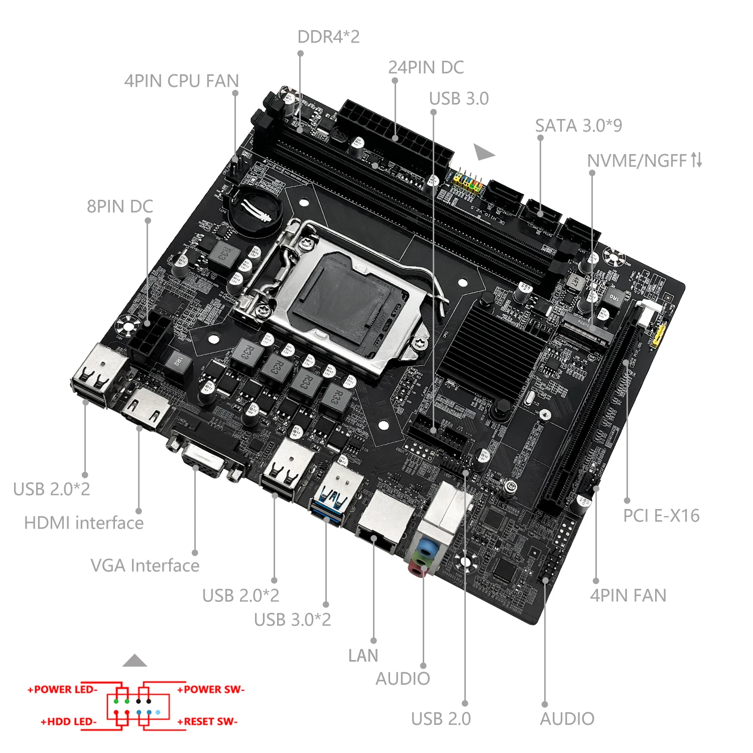 MACHINIST H110 LGA 1151 Motherboard Supports Intel Core CPU DDR4 RAM And NVME M.2  SDD VGA HDMI