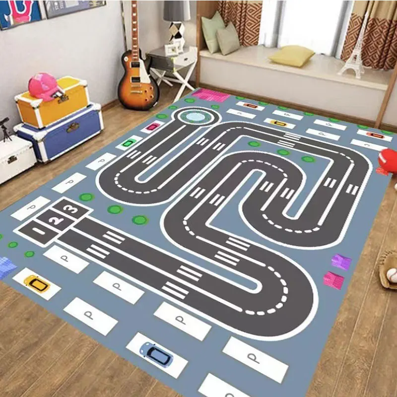 Children's Play Large Area Carpet Educational Modern Road Traffic Route Game Carpet For Living Room NonSlip Floor Mat Home Decor