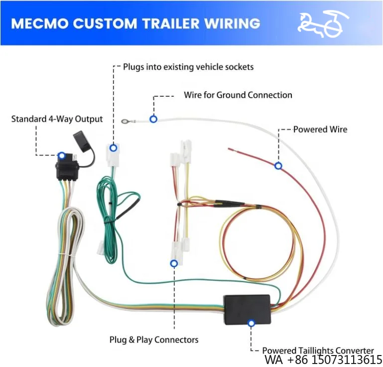 4-Pin Trailer Wiring Harness for Sienna 2015-2020 (Excluding SE) Vehicle-Side T-Connector 4-Pole Hitch Wiring
