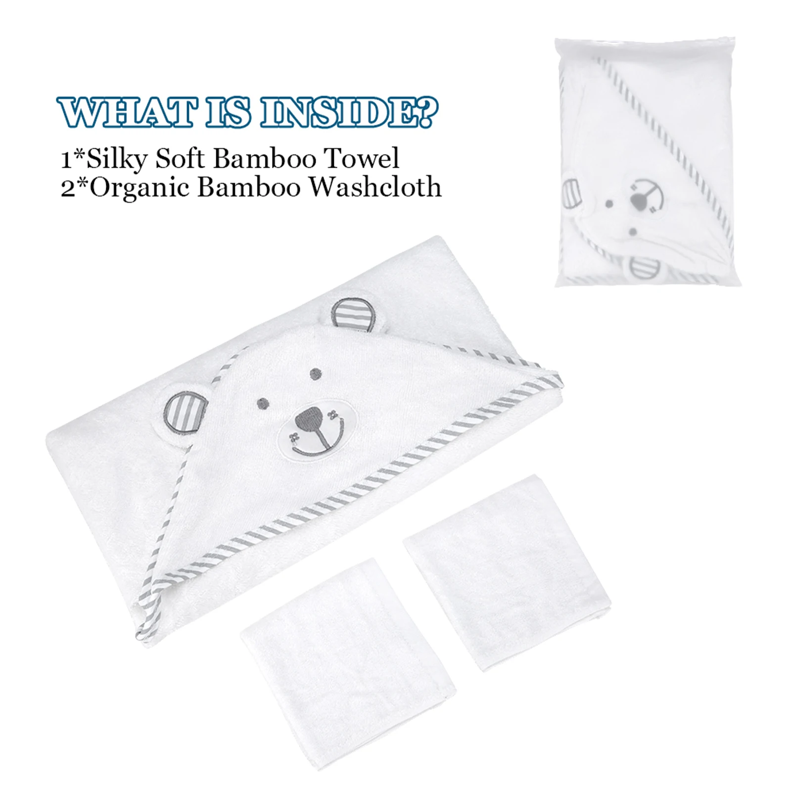 

Kisdream Baby Hooded Towel Organic Bamboo Fiber Baby Bath Towels Bear Embroided Handkerchief Soft Nature Towel for Toddlers