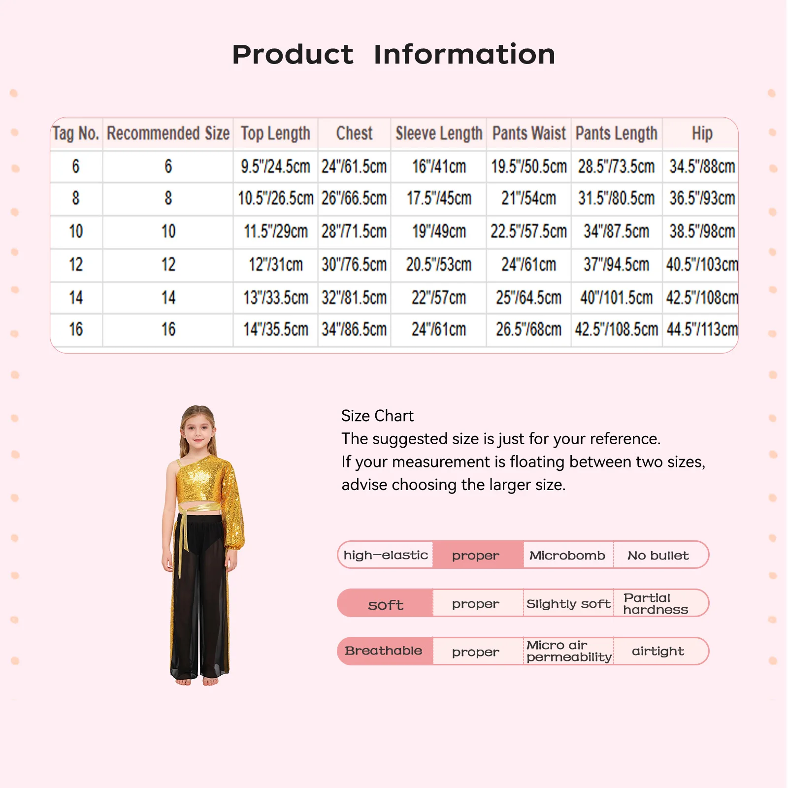 

Kids Girls Jazz Modern Lyrical Dance Costumes Outfit One Long Sleeve Sequins Crop Top with Sheer Chiffon Pants Skating Dancewear