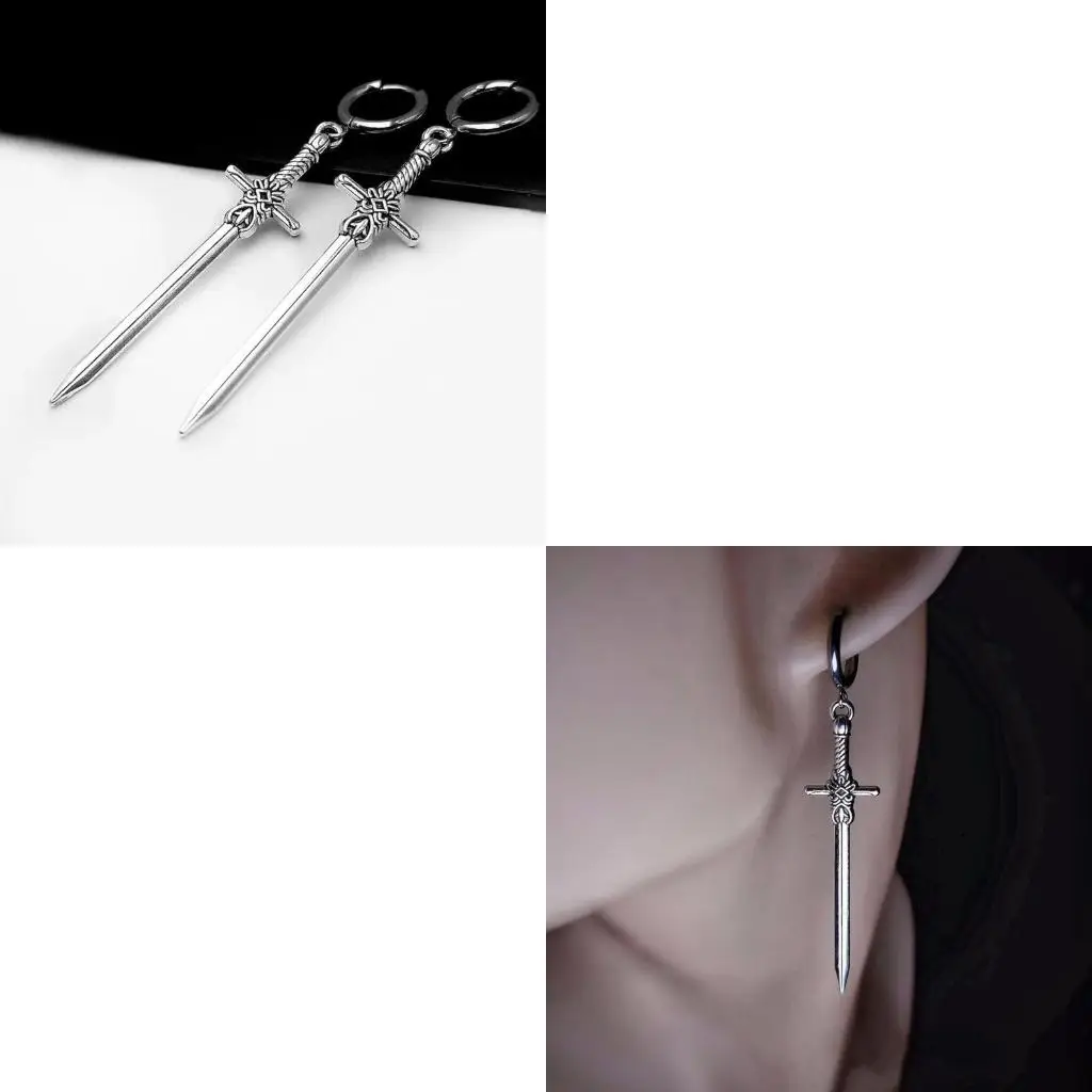  Distinctive Swords Shaped Earrings Daggers Pendant Ear Hooks Jewelry for Parties
